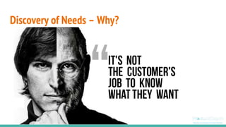 Discovery of Needs – Why?
 