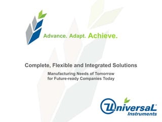 Advance. Adapt.     Achieve.



Complete, Flexible and Integrated Solutions
        Manufacturing Needs of Tomorrow
        for Future-ready Companies Today
 