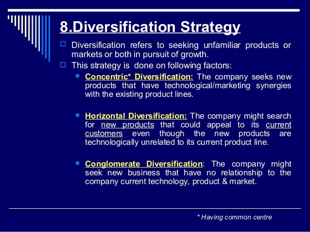 Product diversification strategy