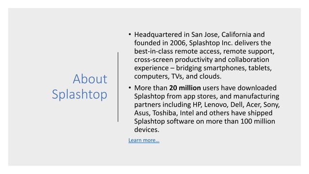 Splashtop Remote Support and SOS Products Overview | PPT