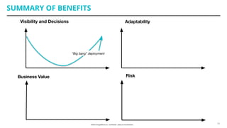 SUMMARY OF BENEFITS
Visibility and Decisions
Business Value
Adaptability
Risk
19
“Big bang” deployment
 