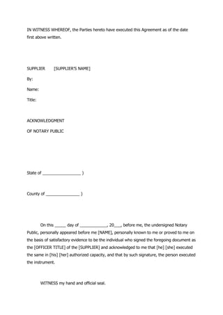 PRODUCT SUPPLY AGREEMENT | PDF