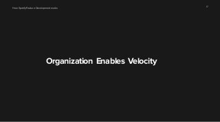 How Spotify Feature Development works 17 
Organization Enables Velocity 
 