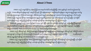 2
About 3 Trees
3TREES သည် တရုတ်နိုင်ငံမှ အဆင့်မြင့်ဆေးအမှတ်တံဆိပ်တစ်ခုဖြစ်ပြီး 2002 ခုနှစ်တွင် စတင်တည်ထောင်ခဲ့
သည်။ 3 trees ၏ထုတ်ကုန်များတွင် အတွင်းပိုင်းနှင့် ပြင်ပနံရံဆေးများ၊ ရေစိုခံထုတ်ကုန်များ၊ အပူကာပစ္စည်းများ၊ စက်မှု
လုပ်ငန်းသုံးဆေးများ၊ ကြမ်းခင်းဆေးများ၊ အိမ်အလှဆင်ပစ္စည်းအသစ်များနှင့် အထောက်အကူပစ္စည်းများ ပါဝင်သည်။
3TREES သည် ကမ္ဘာလုံးဆိုင်ရာ အဆင့်မြင့်ဆေးပစ္စည်းကုမ္ပဏီများစာရင်းတွင် ထိပ်တန်းတွင် ရပ်တည်နေပြီး ၎င်းတို့၏
ထုတ်ကုန်များသည် အပြည်ပြည်ဆိုင်ရာ ပတ်ဝန်းကျင်ဆိုင်ရာ အာမခံချက်များကို ရရှိထားသည်။
3TREES ၏ ဌာနချုပ်သည် Fujian ပြည်နယ် Putian တွင် ရှိပြီး ရှန်ဟိုင်း၊ ဂွမ်ကျ ိုး၊ ပေကျင်းနှင့် အခြားမြို့ကြီးများတွင်
အမှတ်တံဆိပ်စင်တာများရှိသည်။ 3 trees ၏ ထုတ်လုပ်ရေးအခြေစိုက်စခန်းများသည် တရုတ်နိုင်ငံအနှံ့တွင် တည်ရှိပြီး
“
အမျ ိုးသားအဆင့် National level green factory” ဟု အဆင့်သတ်မှတ်ထားသည်။
3TREES သည် အိမ်တွင်းနှင့် အိမ်ပြင်ဆေးများ၊ မီးဖိုချောင်နှင့် ရေချ ိုးခန်းရေစိုခံဆေးများ၊ အိမ်တွင်းနှင့် အိမ်ပြင်သစ်သား
ဆေးများနှင့် ကော်များကို ပံ့ပိုးပေးသည်။ 3 trees ၏ ထုတ်ကုန်များသည် အနံ ့
မရှိဘဲ ဆေးသုတ်ပြီး ၈ နာရီအတွင်း
အိမ်သို့ ရွှေ့ပြောင်းနိုင်ရန် အာမခံထားသော Brand တစ်ခုဖြစ်သည်။
3TREES သည် ကမ္ဘာလုံးဆိုင်ရာ အဆင့်မြင့်ဆေးပစ္စည်းကုမ္ပဏီများစာရင်းတွင် ထိပ်တန်းတွင် ရပ်တည်နေပြီး ၎င်းတို့၏
ထုတ်ကုန်များသည် အပြည်ပြည်ဆိုင်ရာ ပတ်ဝန်းကျင်ဆိုင်ရာ အာမခံချက်များကို ရရှိထားသည်။
 