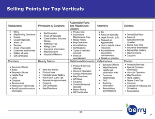 Selling Points for Top Verticals 