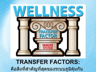 คือสิ่งที่สำคัญที่สุดของระบบภูมิคุ้มกัน   TRANSFER FACTORS: 