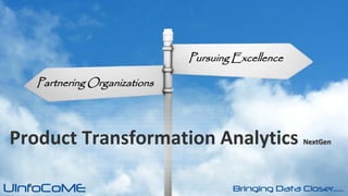 UInfoCoME Bringing Data Closer......
Pursuing Excellence
Partnering Organizations
Product Transformation Analytics NextGen
 