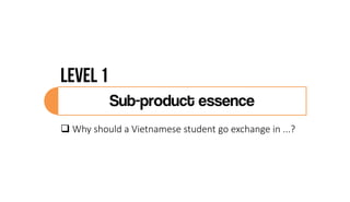 Sub-product essence
 Why should a Vietnamese student go exchange in ...?
 