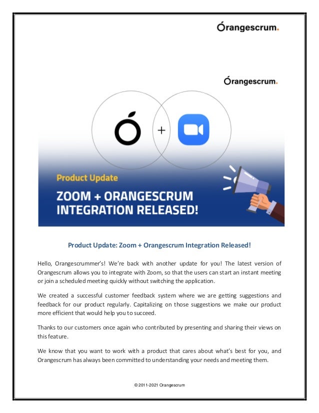 Product update zoom + orangescrum integration released! 2 product update zoom orangescrum integration released 1 638