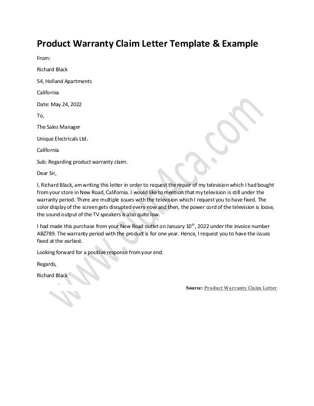 Product Warranty Claim Letter Template Example voice-comm-privacy-policy