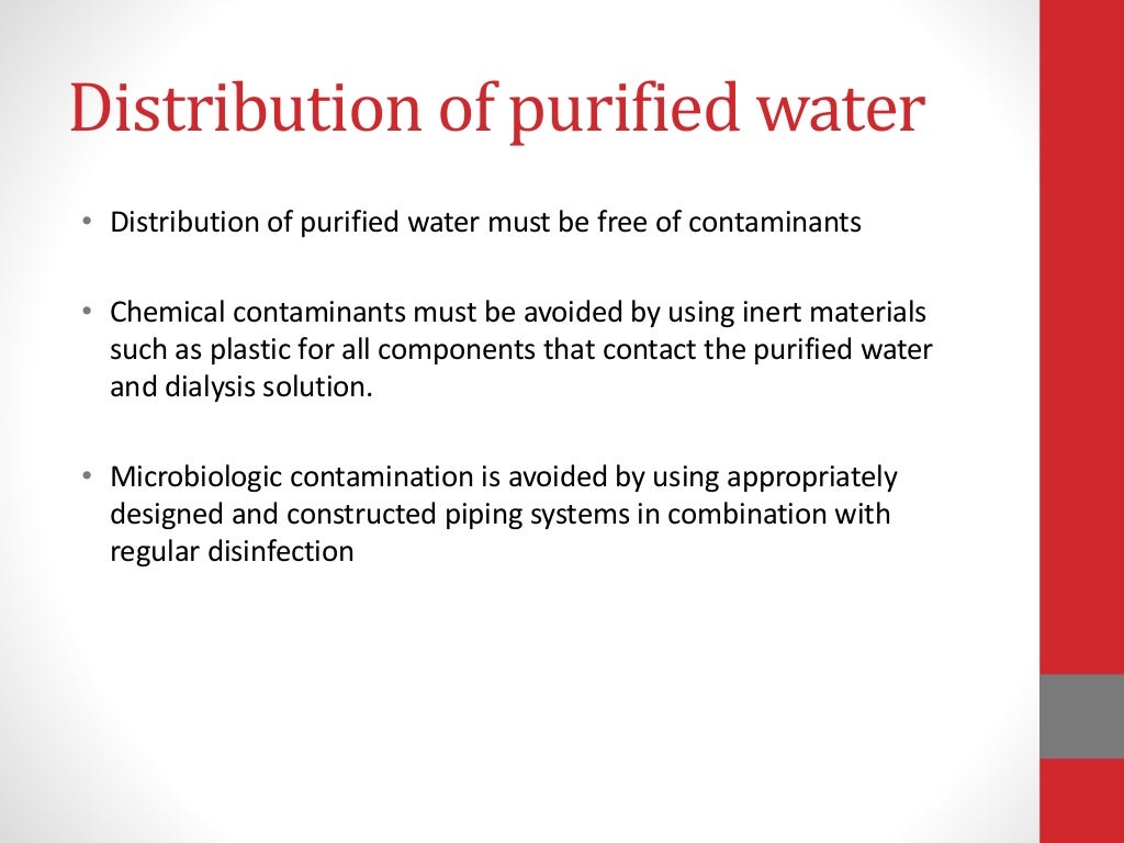 Product water and hemodialysis dialysis solution