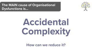 The MAIN cause of Organisational
Dysfunctions is…
Accidental
Complexity
How can we reduce it?
 