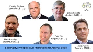 ScaleAgility: Principles Over Frameworks for Agility at Scale
Jan B. Olsen
Denmark, CTC […]
Matt Roadnight
England, CST […]
Colin Bird
England, CST […]
Pierluigi Pugliese
Germany, CST […]
Simon Roberts
Scotland, CST […]
 