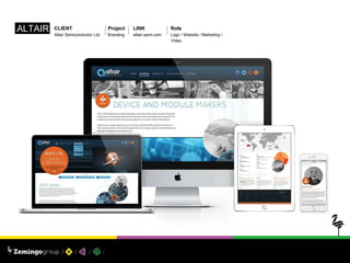 ALTAIR CLIENT
Altair Semiconductor Ltd.
Project
Branding
Role
Logo / Website / Marketing /
Video
LINK
altair-semi.com
 