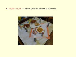 15,00 – 15,15 – užina (učenici užinaju u učionici)

 