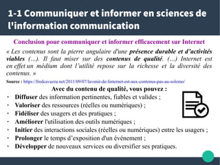 1-1 Communiquer et informer en sciences de
l'information communication
Conclusion pour communiquer et informer efficacemen...