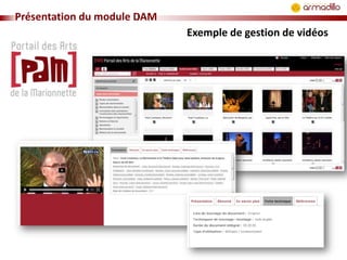 Présentation du module DAM
Exemple de gestion de vidéos

 