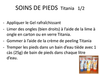 Pénètre rapidement Crème de Peeling TitaniaLes coquilles de noix éliminent les particules de peau rugueuses  au niveau des talons, des coudes et des genoux. 