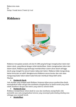 Produk Riddance Produk k link | PDF