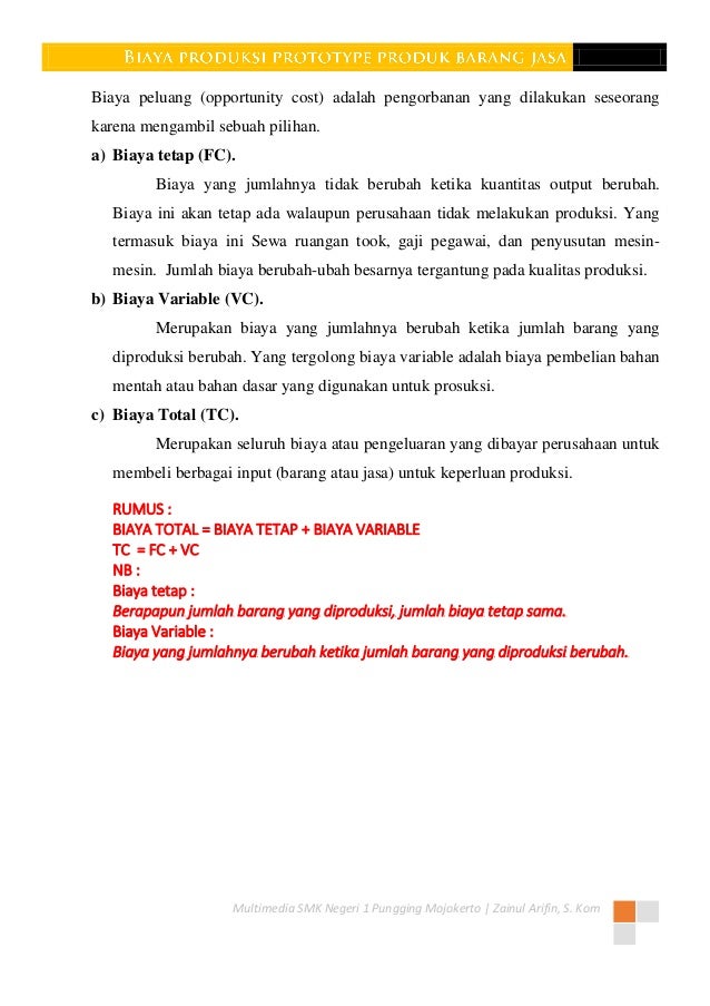 Produk kreatif dan kewirausahaan biaya produksi prototype Produk kreatif dan kewirausahaan biaya produksi prototype