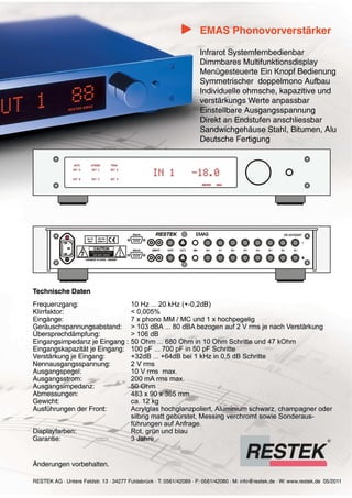 Produktblatt RESTEK EMAS Phono Pre