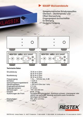 Produktblatt RESTEK MAMP Endverstärker