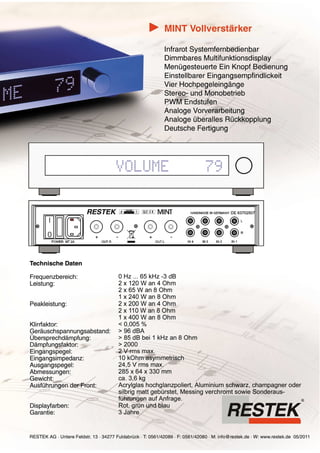 Produktblatt RESTEK MINT Vollverstärker