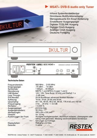 Produktblatt RESTEK MSAT+ Tuner