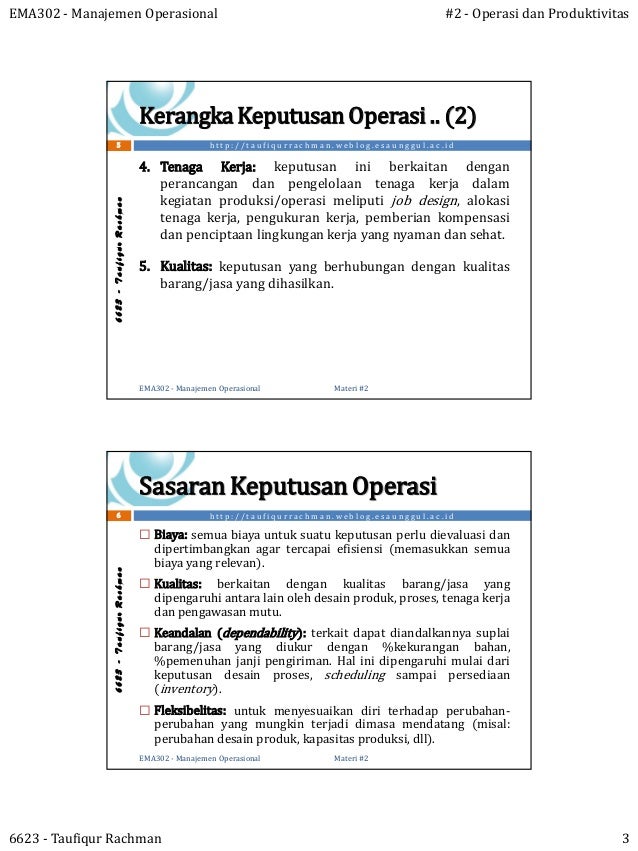 Produktivitas Dan Operasi
