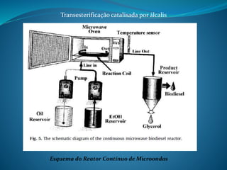 Transesterificação catalisada por álcalis 
Esquema do Reator Contínuo de Microondas 
 