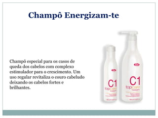 Champô Energizam-te




Champô especial para os casos de
queda dos cabelos com complexo
estimulador para o crescimento. Um
uso regular revitaliza o couro cabeludo
deixando os cabelos fortes e
brilhantes.
 