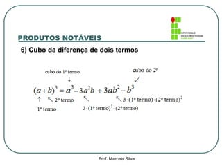 PRODUTOS NOTÁVEIS 
6) Cubo da diferença de dois termos 
Prof. Marcelo Silva 
