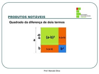 PRODUTOS NOTÁVEIS 
Quadrado da diferença de dois termos 
Prof. Marcelo Silva 
 