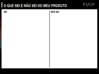 O QUE SEI E NÃO SEI DO MEU PRODUTO
SEI NÃO SEI
 