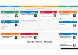 MeisterTask (+gmail!)
Questa foto di Autore sconosciuto è concesso in licenza da CC BY-SA
 