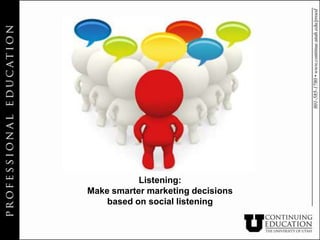 Listening:
Make smarter marketing decisions
    based on social listening
 
