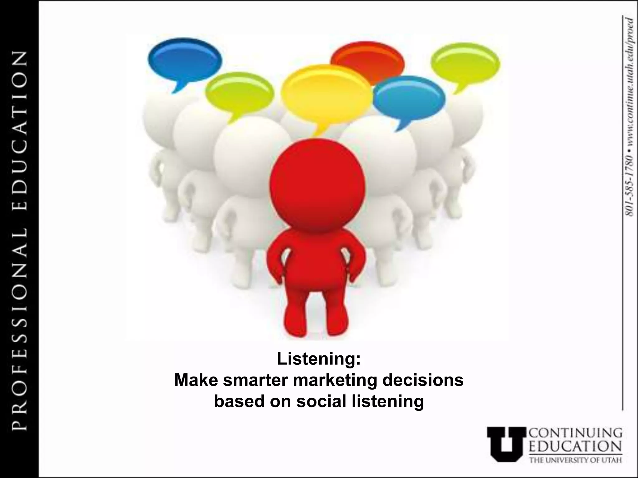 Listening:
Make smarter marketing decisions
    based on social listening
 