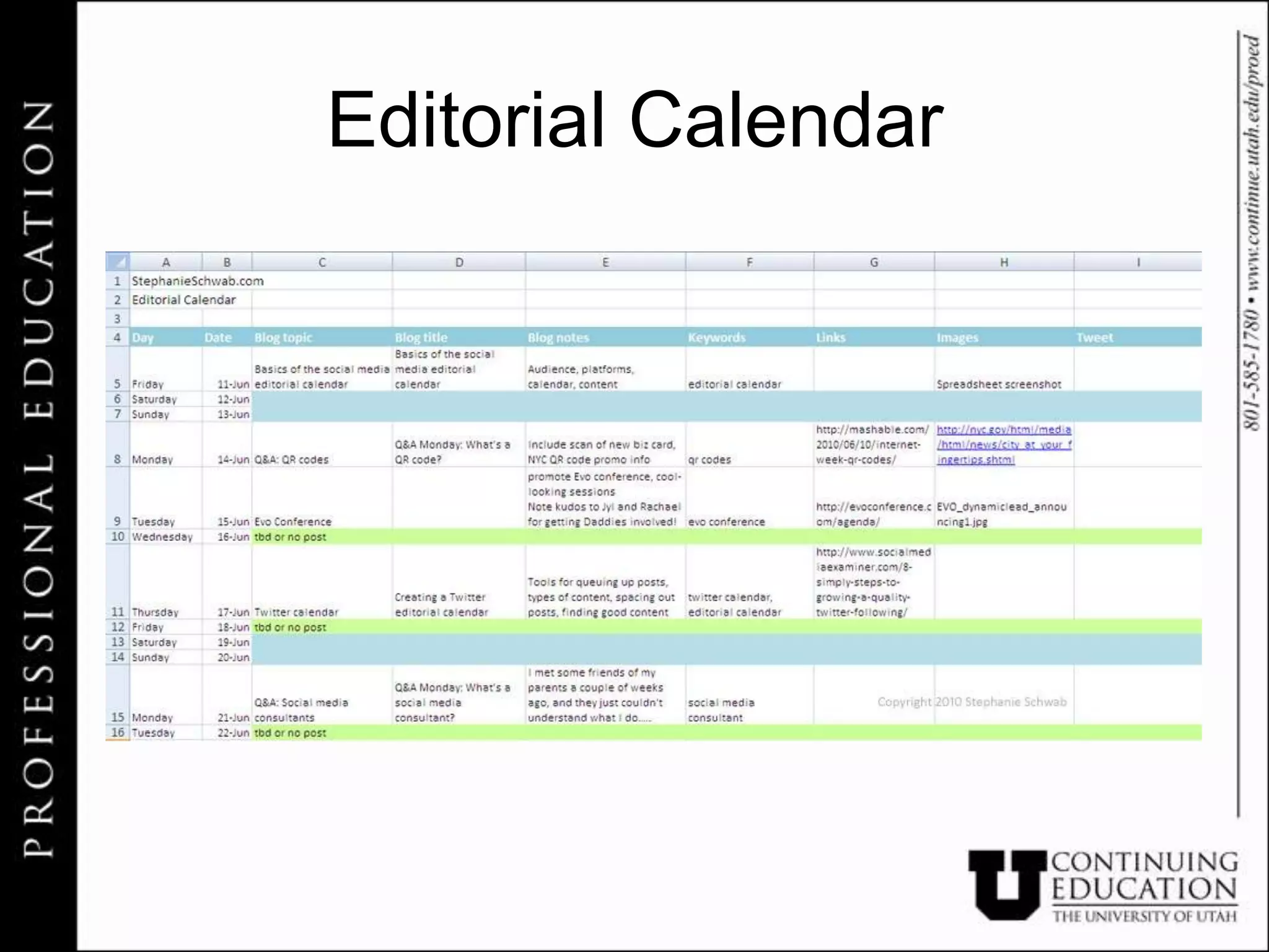 Editorial Calendar
 