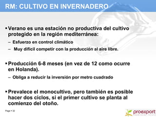 RM: CULTIVO EN INVERNADERO <ul><li>Verano es una estación no productiva del cultivo protegido en la región mediterránea: <...