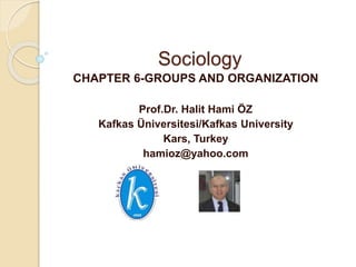 Sociology
CHAPTER 6-GROUPS AND ORGANIZATION
Prof.Dr. Halit Hami ÖZ
Kafkas Üniversitesi/Kafkas University
Kars, Turkey
hamioz@yahoo.com
 