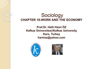 Sociology
CHAPTER 18-WORK AND THE ECONOMY
Prof.Dr. Halit Hami ÖZ
Kafkas Üniversitesi/Kafkas University
Kars, Turkey
hamioz@yahoo.com
 