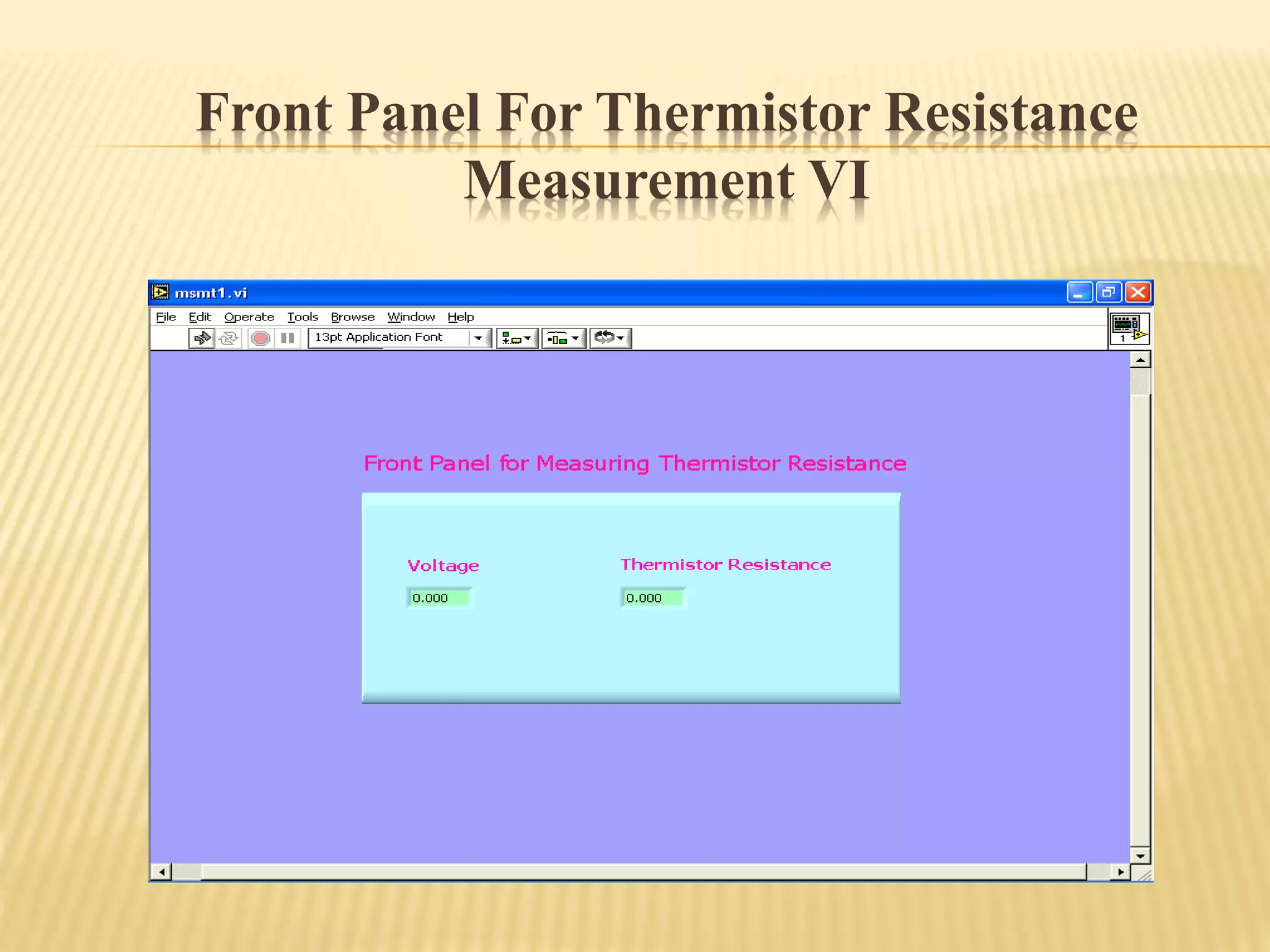 Front Panel For Thermistor Resistance
Measurement VI
 