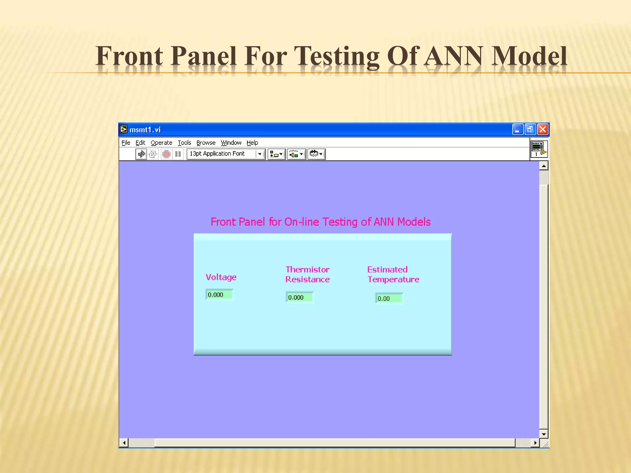 Front Panel For Testing Of ANN Model
 