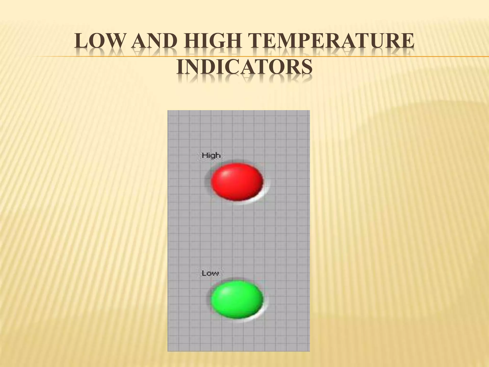 LOW AND HIGH TEMPERATURE
INDICATORS
 