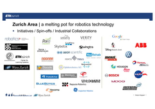 ||
Autonomous Systems Lab
Zurich Area | a melting pot for robotics technology
Initiatives / Spin-offs / Industrial Collaborations
21.06.2016 Roland Siegwart168
Center for
Learning Systems
 