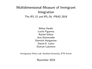 Multidimensional Measure of Immigrant
Integration
The IPL-12 and IPL-24, PNAS 2018
Niklas Harder
Lucila Figueroa
Rachel Gi...