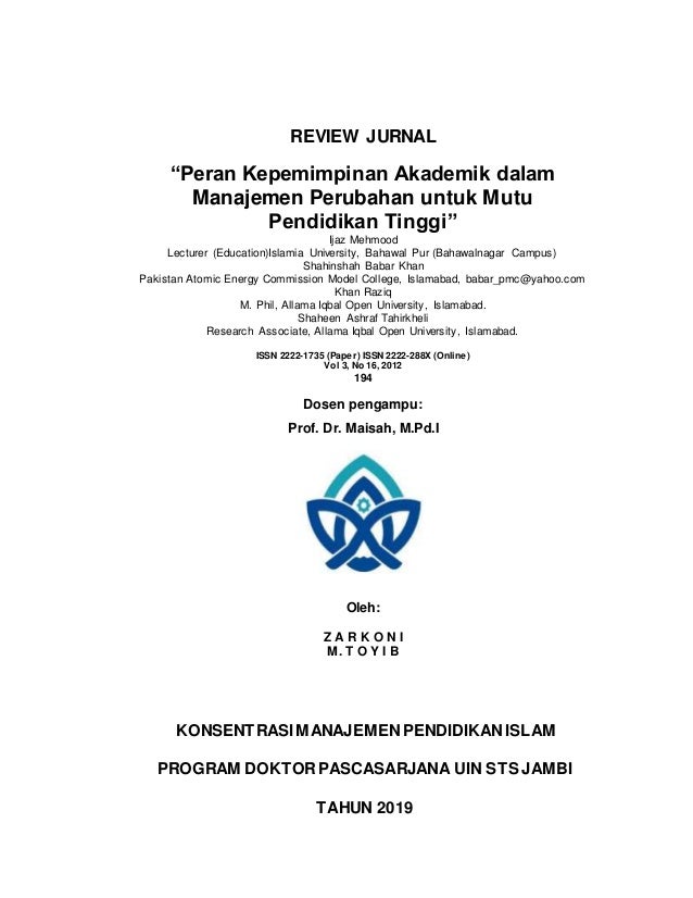 Prof maisah m pd i 1 zarkoni 2 muhammad toyib  riview 