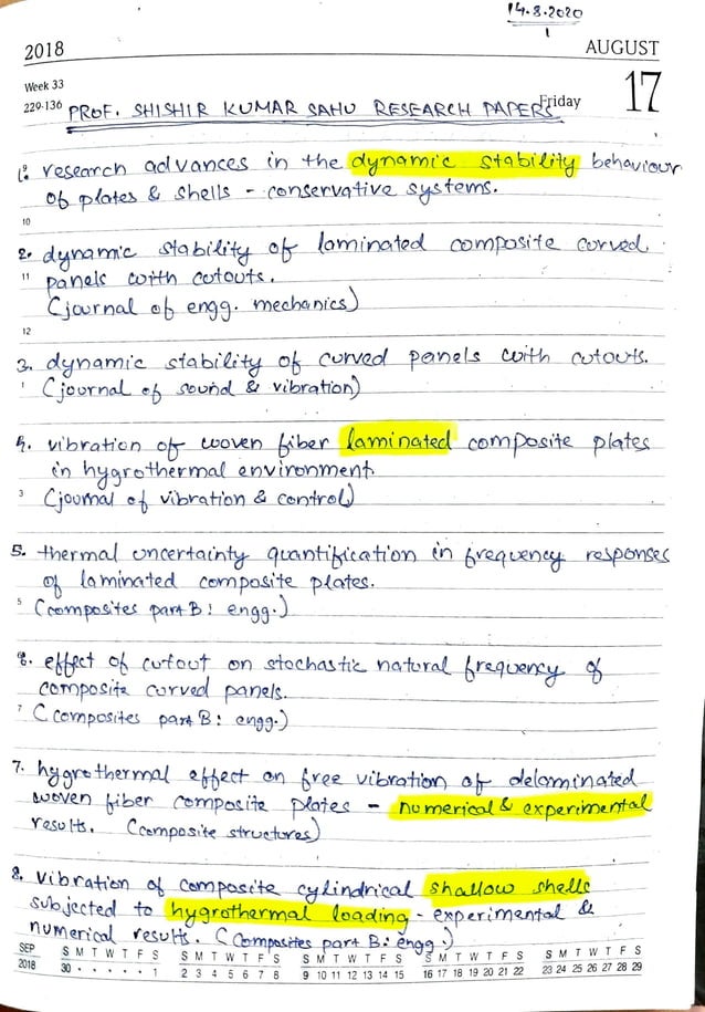 List of Research papers: Prof. Shishir Kumar Sahu, Structural Mechanics ...