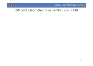 DPG – UNIVERSITÀ DI PADOVA

Difficoltà Geometriche in bambini con DSA




                                               22
 
