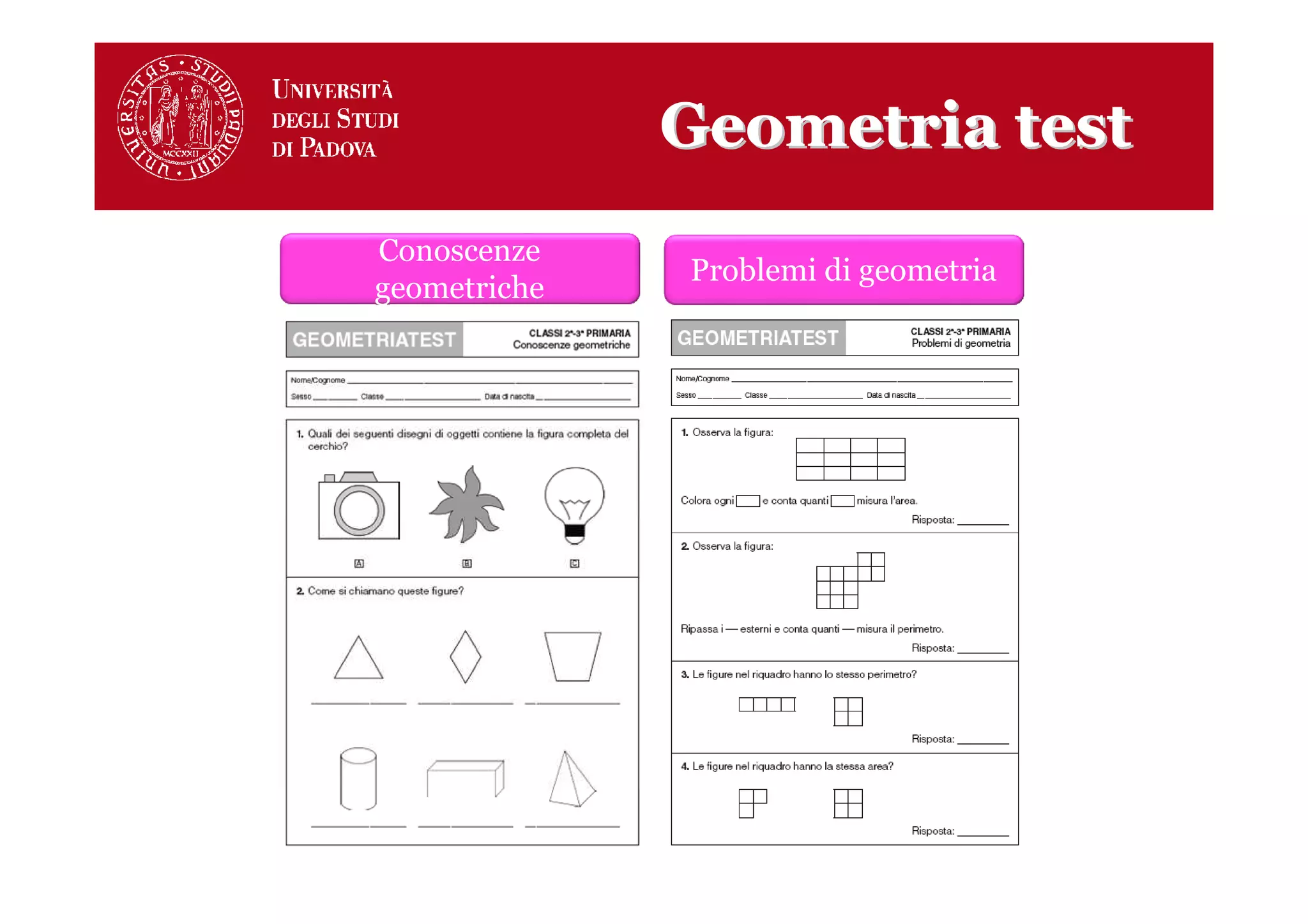 Geometria test
Conoscenze
              Problemi di geometria
geometriche
 